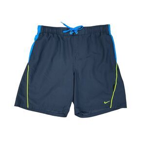 Nike Swim Shorts Mens M Medium Navy Blue Drawstring Elastic Waist Beach Trunks
